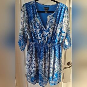 Blue and White Lightweight Floral Dress